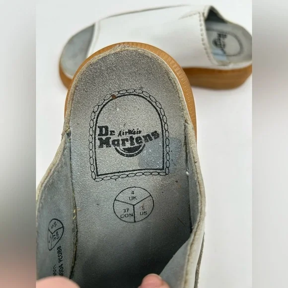 Dr Martens Vintage Y2k Sandals White Leather Chunky Sole Slides Flower England - Picture 14 of 16